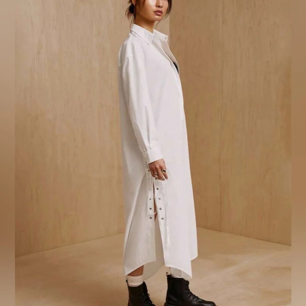 SHEIN X MONSE Side-Laced Button-Down Shirt Dress - Picture 8 of 9